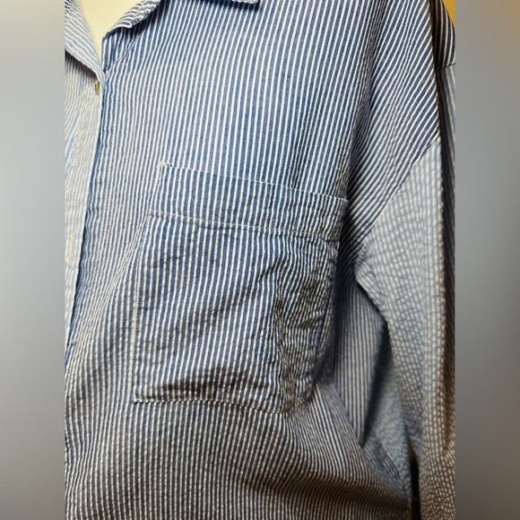 Together Blue and White Striped Women's Shirt - Picture 7 of 13